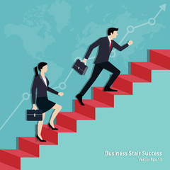 Fototapeta premium Business team walking on staircase up to the goal