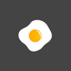 fried eggs on black background. flat vector illustration