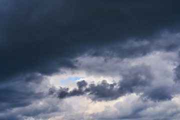 Rain clouds in the cloudy sky covered the sun