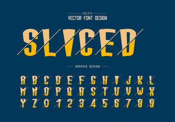 Sliced cartoon font and alphabet vector, Tall typeface letter and number design