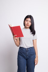 Young Asian woman with a book.