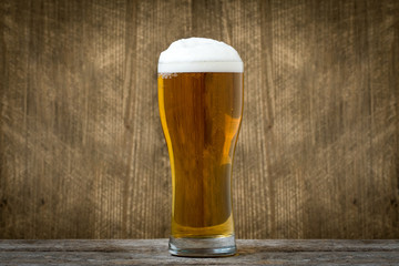 Glass of light lager beer