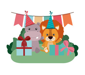card of celebration with animals