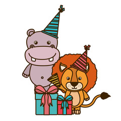 card of celebration with animals on white background