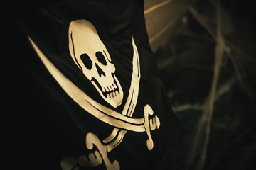 skull and crossbones on black background