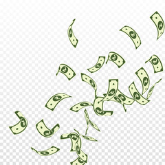 Indian rupee notes falling. Floating INR bills on 