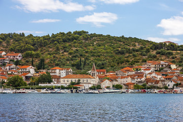 Fototapeta na wymiar Croatia: Trogir Old town sea view.