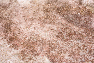 Natural mineral limestone blurred white background. Pamukkale travertine pools surface texture, Turkey