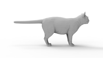 3d rendering of a polygonal cat isolated in studio background