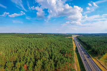 Aerial view of the highway in Poland