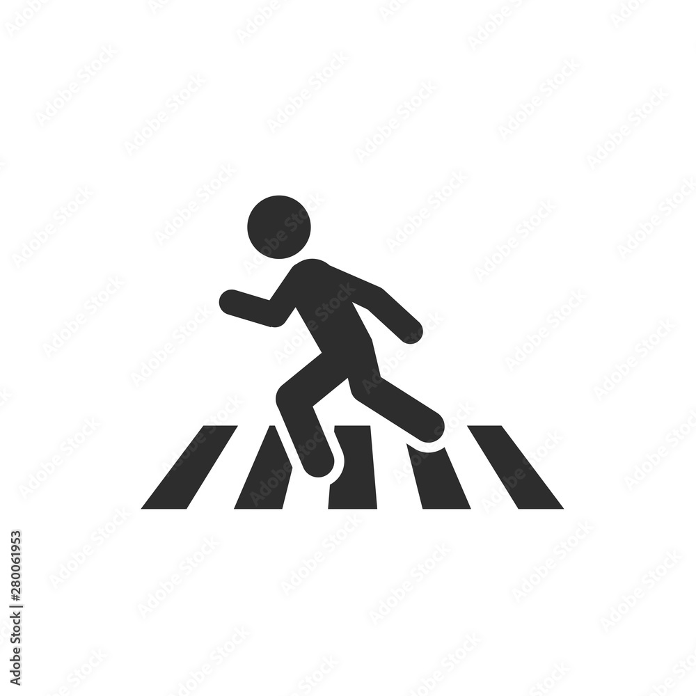 Poster pedestrian crosswalk icon template color editable. street crossing symbol vector sign isolated on wh