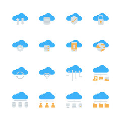 Cloud technology icon set in  flat design..Vector illustration