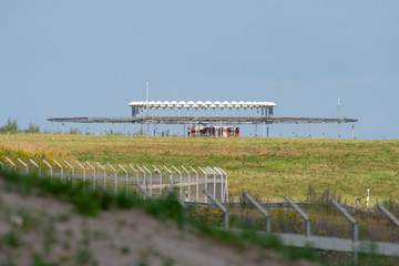 VOR station installation at the end of a airport runway