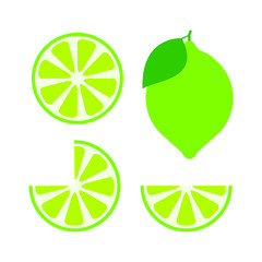 Lime Set Icon, Vector Illustration