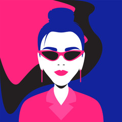 Vector portrait of a girl in geometric pop art style.