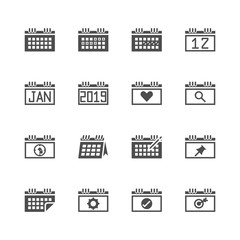 Calendar related in glyph icon set.Vector illustration