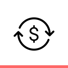 Currency exchange icon, money change symbol. Simple, flat design isolated on white background for web or mobile app