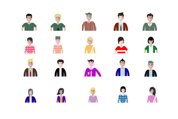 Business man and woman icons. Group of working people. Different nationalities characters. Flat style design Infographic elements 