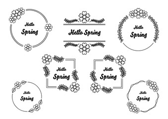 Hand drawn floral frames set for branding.