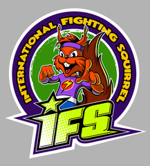 Cartoon style squirrel fighter, vector cartoon character.