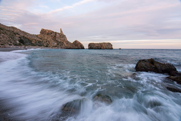 Sunset on the beach of La Rijana, Costa Tropical (Granada) Spain