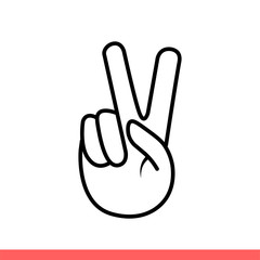 Victory icon, peace v symbol. Simple, flat design isolated on white background for web or mobile app