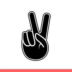 Obraz premium Victory icon, peace v symbol. Simple, flat design isolated on white background for web or mobile app
