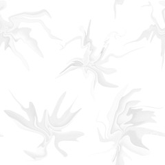 Fototapeta na wymiar Pattern of white flowers with a marble abstract pattern in a modern style for wallpaper. Gray fantastic lilies for screensaver, seamless light background with texture of lines and streaks.