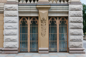 Fototapeta na wymiar modern house with two large windows