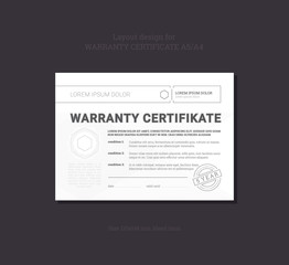 Warranty Certificate. Business document templates. Vector.