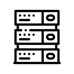 Computer Equipment Server Vector Thin Line Icon. Computer Coding System, Data Encryption Linear Pictogram. Web Development, Languages, Script, Looking Program Problem Contour Illustration