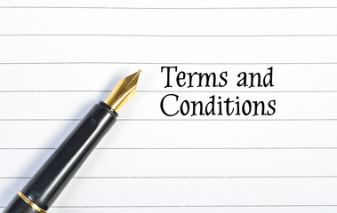 pen writes terms & conditions on paper