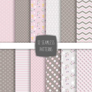 Seamless pattern vector. Texture for first communion. Cute geometric textile print for the invitation, invite template, card, girls communion, scrapbook. Flat design illustration