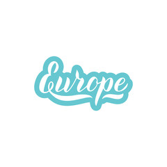 Obraz premium Europe typography lettering logo. Travel text. Banner icon for Europe trips. Vector eps 10.