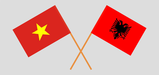 Albania and Vietnam. Crossed Albanian and Vietnamese flags