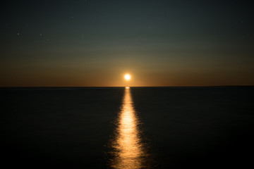 Moonrise over lake Superior