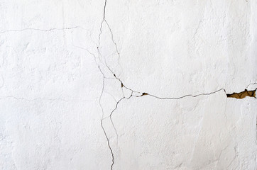 White wall pechki. The old wall of the oven cracked and clay was visible under the whitewash. Texture of old wall