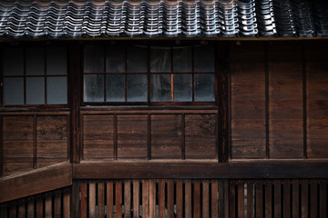 Japanese traditional wooden wall and tile roof - Powered by Adobe