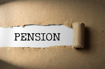 Torn paper with word Pension
