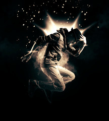 Break dance party. Man break dancing
