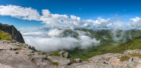 Panoramic view of the valley, above the clouds, Charlevoix, Quebec, Canada