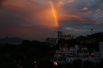 Fototapeta premium Rainbow at the sunset