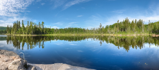 Fototapeta premium Panoramic view of the lake, regional park, Quebec, Canada