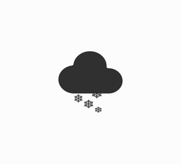 Flat design vector illustration of a weather forecast - cloud and snow, snowy winter weather, blizzard
