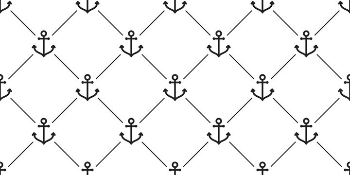 Anchor seamless pattern vector boat pirate helm maritime Nautical sea ocean repeat wallpaper scarf isolated tile background illustration line design