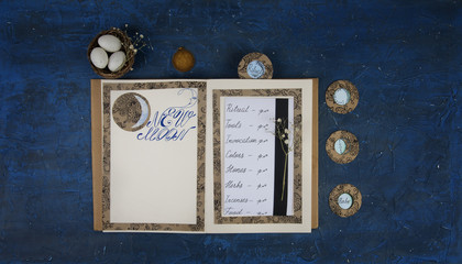 Book of shadows opened on a page with New Moon ritual