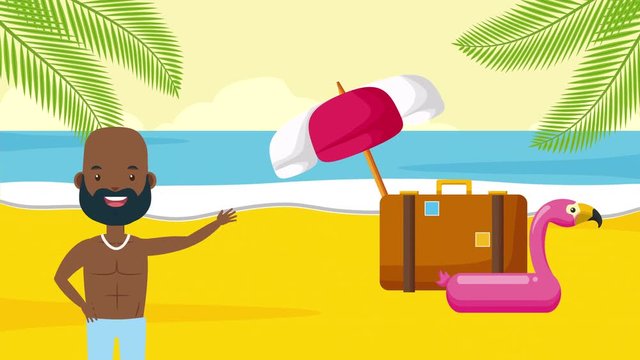 afro man in summer time character