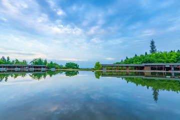Obraz premium Mountain top lake scenery in Chengdu, Sichuan Province, China