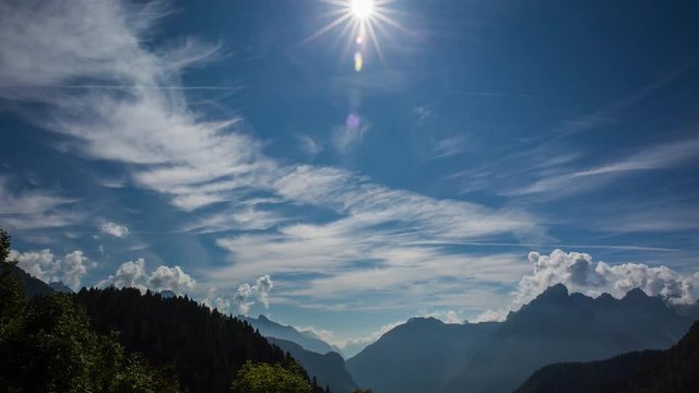Beautiful timelapse of clouds moving over the Italian Alps