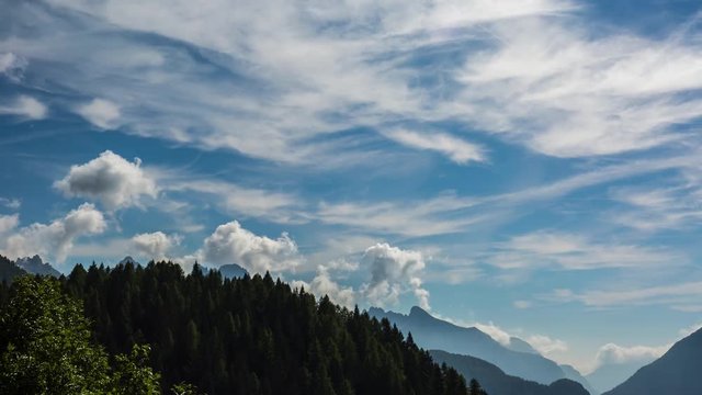 Beautiful timelapse of clouds moving over the Italian Alps
